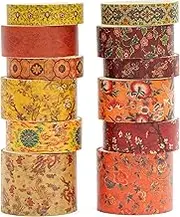 Songdao 12 Rolls Chinoiserie Washi Tape Set Chinese Arts Adhesive Tapes Geometric Garden Decorative Masking Tape Sets for Craft, Kids, Scrapbook, DIY, Gift Wrapping (Ode to The River)