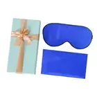 100% Mulberry Silk Pillow Case Eye Mask Set Royal Blue Both Sided 25 Momme Gift