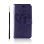2 Pcs Wind Chime Owl Embossing Pattern Horizontal Flip Leather Case with Holder & Card Slots & Wallet For Xiaomi Redmi Note 7(Purple)