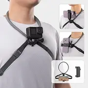 PGYTECH CapLock Magnetic POV Neck Mount with Phone Clip for DJI OSMO Action, Gopro Hero, OSMO Pocket, Hand Free Video Vlog Neck Selfie Holder with Body Strap Attachment for Insta, iPhone Android