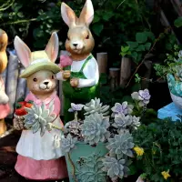 在飛比找樂天市場購物網優惠-園林景觀雕塑小品卡通兔子花盆戶外花園庭院裝飾別墅花缸創意擺件
