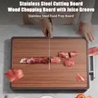 Easy-clean Cutting Board Wood with Juice Slot Durable Stainless Steel