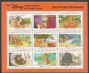 DISNEY STAMPS SPECIAL SHEET " THE FOX & THE HOUND " MNH ANIMATION CARTOONS -