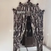 Custom American dome curtain light luxury black white cloth curtain drape C1891