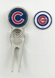 MLB Golf Divot Repair Tool Silver w/ Ballmark Chicago Cubs