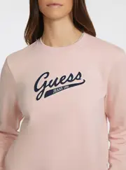 GUESS Jeans Pink Script Logo Jumper Size: Large, Polyester
