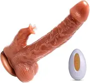 Realistic Thrusting Dildo Sex Toys Licking Vibrator Silicone Dildos Vibrators with 7 Vibrating Thrusting Modes Heating for G-spot Anal Stimulation Remote Control Adult Toy for Women Men