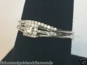 White Gold Halo Style Princess Cut Diamond Wedding Bridal Set Promise Ring Band