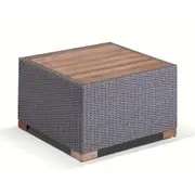 Java Outdoor Wicker Teak Top Square Side Table - Outdoor Tables