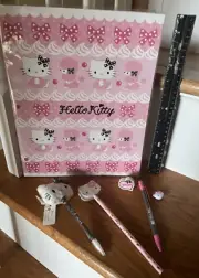 Hello Kitty & Poodle Folder & Plush June Moonstone Pen 2 Pencils & 1 Eraser