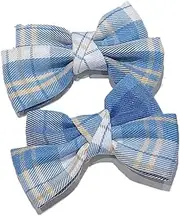 Tartan Bow Hair Clips - 2pcs Mini Bowknot Barrette, Non-slip Plaid Festive Hairpins for Teens & Women - School Wear, Scottish Style
