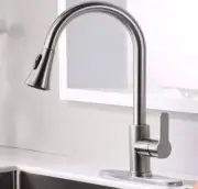 AF Single Handle Pull Down Sprayer Kitchen Faucet with 2 Modes in Brushed Nickel