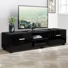 Artiss TV Cabinet Entertainment Unit Stand High Gloss Storage Shelf 140cm Black