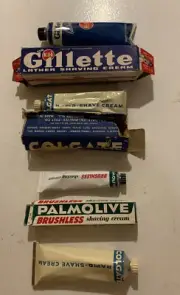 Lot of 4 Shaving Tubes Unused Palmolive Gillette Colgate Boxes Poor Condition