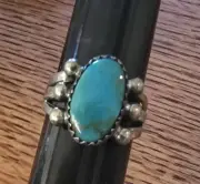 Vintage Native American Sterling Turquoise Ring Navajo Sz 4.75