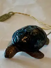 Brooch Carved Glass Turtle stick pin