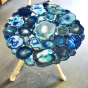 Blue Agate Stone Coffee Table, Round Counter Desk Table, Cafeteria Table Decors