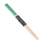 Maple Wood Drumstick 7A Anti Slip Handle Grips Drum Stick Green, 1 Pair