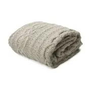 Asher Knitted Throw Rug 130 x 170 cm (Taupe, Brown)