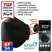 [100] KF94 BLACK Protective Face Mask Adult Made in Korea KFDA Approved HMCARE
