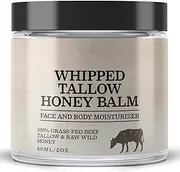 Beef Tallow and Honey Balm Moisturiser: Whipped and Grass Fed Beef Tallow with Raw Honey – Natural Face Balm for Dry and Sensitive Skin