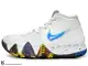 [28cm] 2018 Kyrie Irving 最新代言鞋款 NIKE KYRIE 4 EP NCAA MARCH MADNESS 三月瘋 白3M 珍珠銀勾 混色外底 CUSHLON 發泡材質 + 後 ZOOM AIR 氣墊 UNCLE DREW (943807-104) !