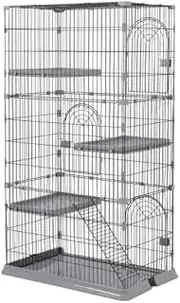 Cat Cage, Cat Cage, Pet Cage, 3 Tiers, Cat Gauge, Cat House, Stylish, Ladder, Small Animal Cage, Height 64.2 inches (163 cm), Multi-tier, Answering Machine, Protection, Escape Prevention, Multiple