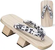 [BEWUST] Japanese Sandals Two Tooth Wooden Geta for Men,Wooden Traditional Geta Slippers Anti-Slip Sandals Flip Flops Cosplay High Heel Summer Beach Footwear,XL,9