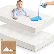 2-Pack Protect+ Waterproof Crib Mattress Protector (Quin, Soft White)