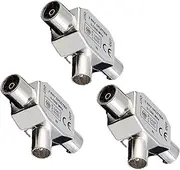 tunghey 3Pack 2-Way Aerial Splitter Cable TV Splitter Digital Signal Antenna RF Coaxial Adapter Female Male Aerial Coax Connector