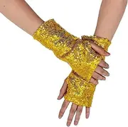 [Generic] Halloween Short Fingerless Sparkly Gloves Sequin Nightclub Gloves Prom Glitter Rave Party Costume Gloves