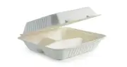 9x9x3" 3 Compartment Clamshell Bio White 200 pcs