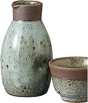 Ale-net Sake Set Tokuri Ochoko Set 2.4 x H 4.2 inches (6.2 x 10.8 cm), Approx. 5.9 fl oz (150 cc), Karatsu Tokuri (Small), Tokuri & Guinomi (2 Pieces) Set, Pottery, Mino Ware