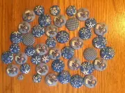 Winter themed fabric covered buttons assorted sizes