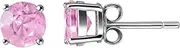 [Franki Baker] Tiny Sterling Silver & Natural Pink Sapphire Gemstone Round Stud Earrings., Gemstone, Sapphire