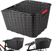 Bike Basket Large Capacity Woven Strong Load Rear Bike Basket with Handle Reflective PP Rear for Bag Pet Vegetables Ball, Dog for