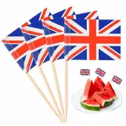 Great Britain Union Jack Flag Wood Picks Street Party Cupcake Cases King Charles