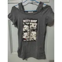 在飛比找蝦皮購物優惠-Betty Boop 假兩件式灰色上衣