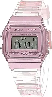 [Casio] Unisex Led Light Transluscent Case Digital Watch, Grey Dial, Pink Band