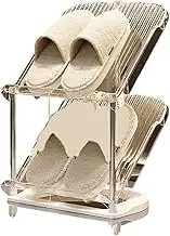Erhigher 1 Set Shoe Rack 2/3/4/5 Tiers 45 Degree Sloping Entryway Shoe Organizer Load Bearing Free Standing No-Tool Assembly Vertical Boots Storage Shelf White Dual Layer
