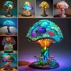 Painting Glass Mushroom Table Lamps Bohemian Resin Table Lamp Night Light Decor