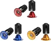 uxcell 3Pair Bar End Plugs Aluminum Handlebar End Caps Bike Plugs 0.7oz Expanding Locking for MTB Road BMX Fixed Gear Bike, Yellow Red Blue