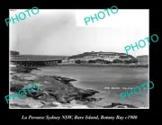 OLD LARGE HISTORIC PHOTO OF LA PEROUSE NSW, VIEW OF BARE ISLAND BOTANY BAY c1900