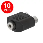 10 Pack 3.5mm Mono Female Jack to 2 RCA Female Jack Audio Adapter 2-Way Splitter