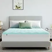 Novilla Cooling Mattress Topper 140 x 200 cm, Fabric with Cooling Factor, Breathable and Skin-Friendly, Three-Layer Air Layer Fabric, 3 cm Supportive Fibre Padding, 30 cm Elastic Edge, Oeko-Tex