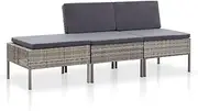 vidaXL Poly Rattan Lounge Set - Grey Garden Furniture with Cushions and Modular Design