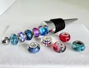 Art Glass Beaded Wine Bottle Stopper With Extra Beads For Your Own Design