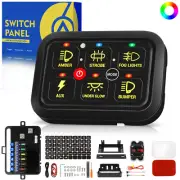 AUXPOWER RGB 6 Gang Switch Panel Toggle Touch On-Off LED Circuit Control Relay (for: Subaru)