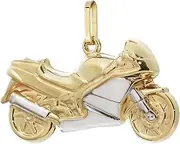 [NKlaus] Motorcycle Biker 9 Carat 375 Bicolod Gold Chain Pendant Bicolour Men's 27 x 13 mm 4938, Precious metal