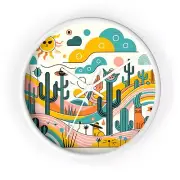 Home Decor Wall Clock Whimsical Desert Cat Art Artsy Retro Atomic Hipster Cactus